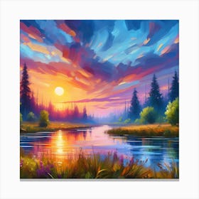 Sunset By The River 5 Canvas Print