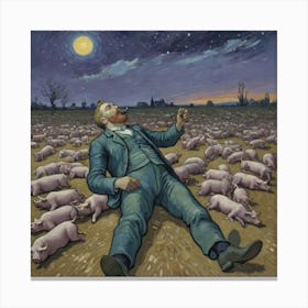 Bourbon and Boars: A Twilight Frenzy Pigs In The Field Canvas Print