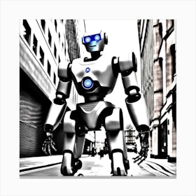 Robot In The City 16 Canvas Print