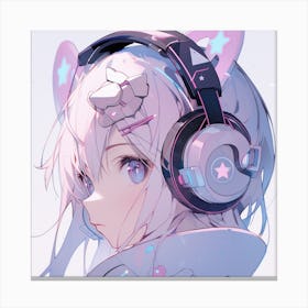 Anime, Headphones, Earphones Canvas Print