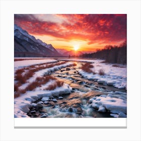 Sunset In The Mountains Canvas Print