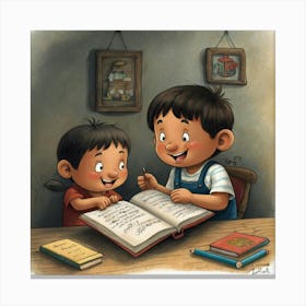 dibuja el cuento de los 2chanchitos Canvas Print