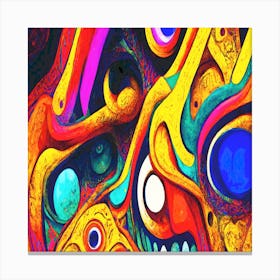 Abstract Fluorescence: Watercolor Neural Network Art Canvas Print