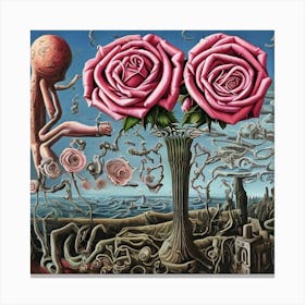 Roses In A Vase Canvas Print