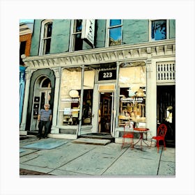 Street Scene Of A Coffee Shop Canvas Print