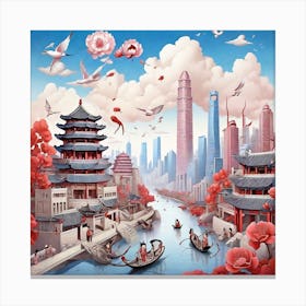 Chinese City Canvas Print