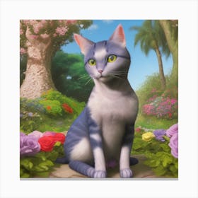 Cat In The Garden Canvas Print