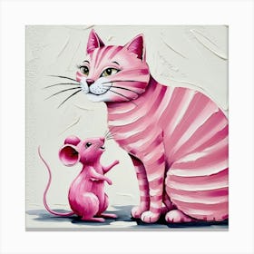 Pink Cat And Mouse Canvas Print