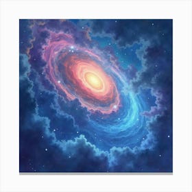 Galactic Watercolor Scene With Dreamy Cosmic Swirls 1 Canvas Print