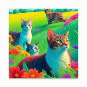 Cats In The Meadow2 Canvas Print