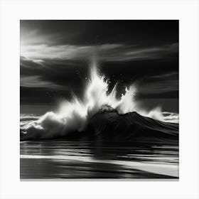 Black And White Ocean Wave Canvas Print