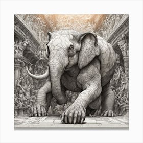 Elephant In A Temple Canvas Print
