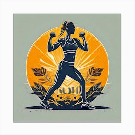 Firefly Fitness, Illustration, Logo, Background, Woman, Workout, Exercise, Gym, Health, Training, We (9) Canvas Print