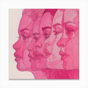 Line Of Women'S Faces Canvas Print