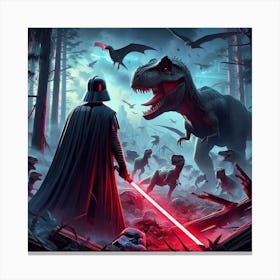 Darth Vader Versus Dinosaurs Star Wars Art Print Canvas Print