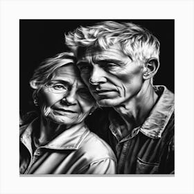 Black And White Portrait Of An Older Couple Canvas Print