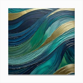 Blue And Gold Waves Canvas Print