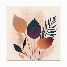 Botanical Illustration Silhouette, Orange, Turquoise and Plum Canvas Print