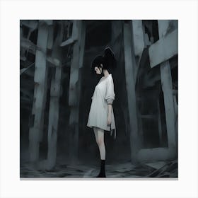 Anime Girl In Ruins Canvas Print