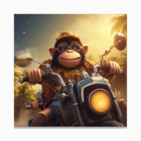 Monkey On A Motorcycle 1 Canvas Print