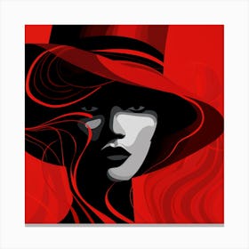 Woman In A Red Hat 3 Canvas Print