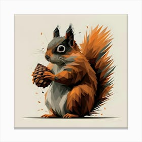 Squirrel With Pine Cone Canvas Print