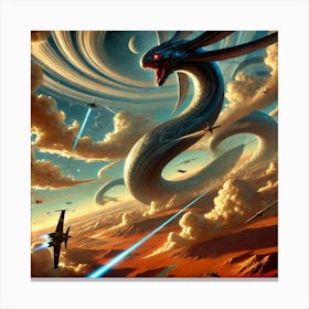 A Dynamic Aerial Scene Showing Zephyra, The Coloss Canvas Print