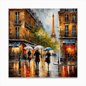 Paris Street Rainy Day Painting (8) Canvas Print