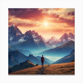 Man In The Mountains Canvas Print