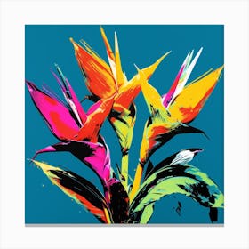 Andy Warhol Style Pop Art Flowers Heliconia 3 Square Canvas Print