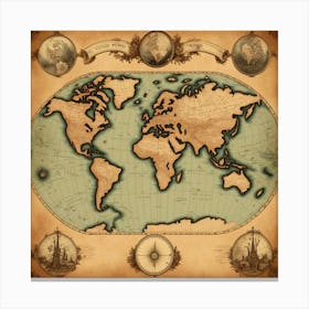 Old World Map 1 Canvas Print