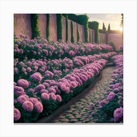 Rose Garden At Sunset Canvas Print