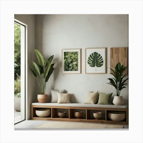 Living Room With Plants Canvas Print