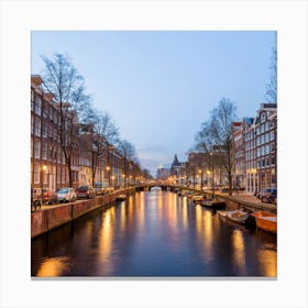 Amsterdam Canal At Dusk 9 Canvas Print