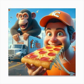 Pizza Delivery Man Canvas Print