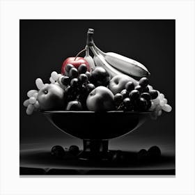 Fruit Bowl in black and white and red Canvas Print