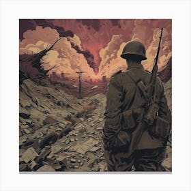 Soldier In The Desert Canvas Print