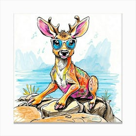 Deer With Sunglasses Canvas Print