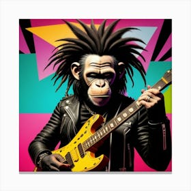 Chimp rocker With A Guitar Canvas Print