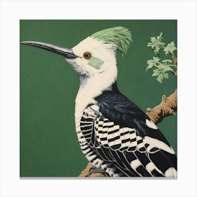 Ohara Koson Inspired Bird Painting Hoopoe 2 Square Canvas Print