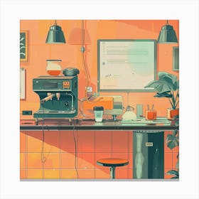 Coffee Shop Illustration Canvas Print