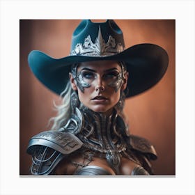 Cowgirl In A Cowboy Hat Created by using Imagine AI Art Canvas Print