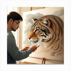 3d Tiger Painting Canvas Print