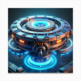 A Futuristic Machine With Blue Lights Canvas Print