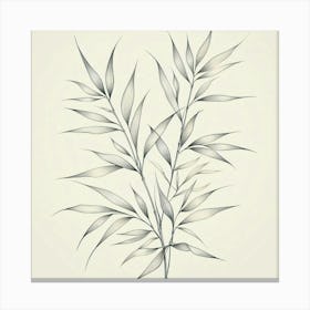 Line Art bamboo leaves 3 Canvas Print