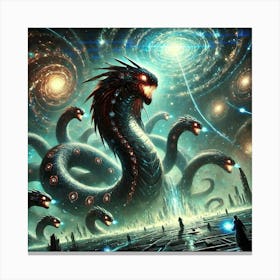 A Dramatic Sci Fi Scene Depicting Voidcaller Kaiju Canvas Print