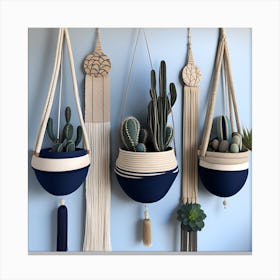 Cactus Hanging Planters Canvas Print