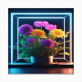 Neon Flower Arrangement 1 Canvas Print