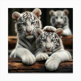White Tiger Cubs 2 Canvas Print