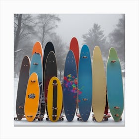 Longboards In The Snow Canvas Print